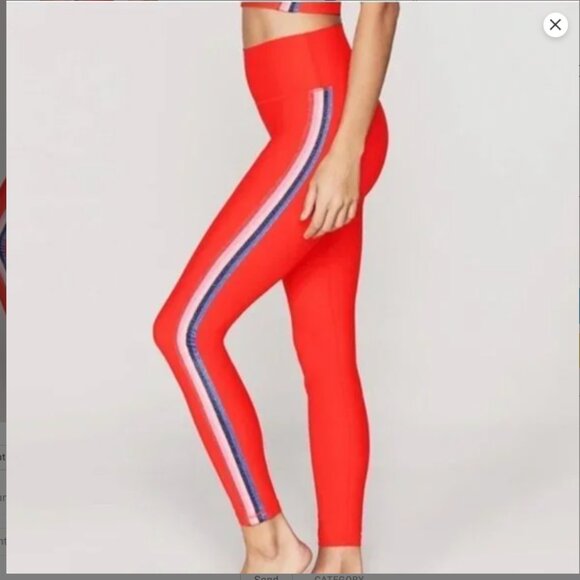 Spiritual Gangster Leggings S Red or Pinkish Red with Side stripes - Picture 2 of 4